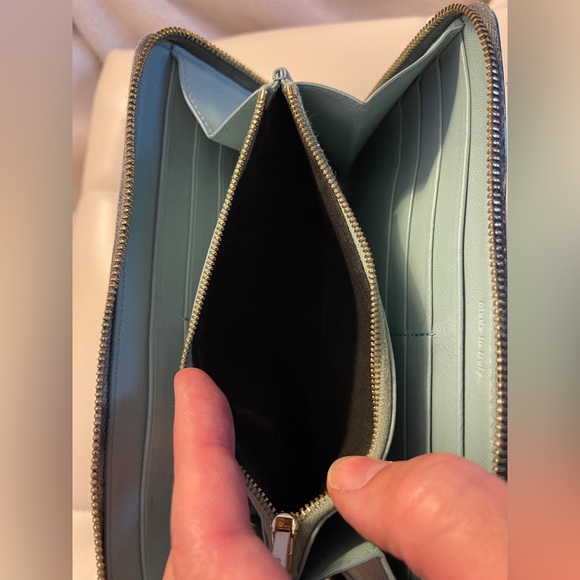 CELINE Long Leather Zippy Wallet in Turquoise and Black - Picture 8 of 8
